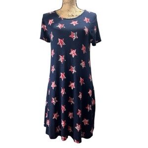 Riley & James NWT red white and blue star knee length Dress. Size large